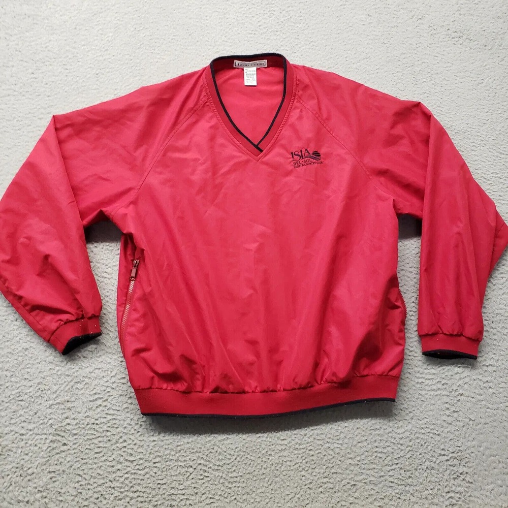 IZOD Club Jacket Womens XL Red Windbreaker Golf Outdoors Isia Del Sol V-Neck